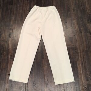 Vintage Devon Cream Waffle Knit Pleated Straight Leg Pants Women M 12 Union USA‎